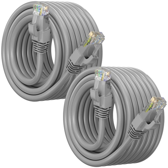 Maximm Cat 6 Ethernet Cable 40 ft (2-Pack) - High-Speed LAN Cable, Internet Cable, Patch Cable, and Network Cable - UTP, 10Gbps, 550MHz Cat6 Cable- Gray