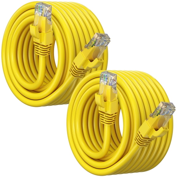 Maximm Cat 6 Ethernet Cable 40 ft (2-Pack) - High-Speed LAN Cable, Internet Cable, Patch Cable, and Network Cable - UTP, 10Gbps, 550MHz Cat6 Cable - Yellow