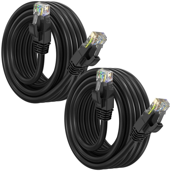 Maximm Cat 6 Ethernet Cable 8 ft (2-Pack) - High-Speed LAN Cable, Internet Cable, Patch Cable, and Network Cable - UTP, 10Gbps, 550MHz Ethernet Cord - Black