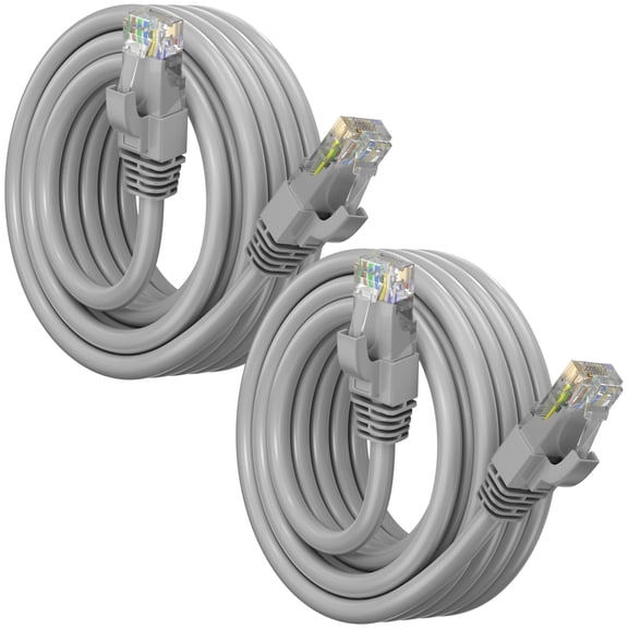 Maximm Cat 6 Ethernet Cable 8 ft (2-Pack) - High-Speed LAN Cable, Internet Cable, Patch Cable, and Network Cable - UTP, 10Gbps, 550MHz Ethernet Cord - Gray
