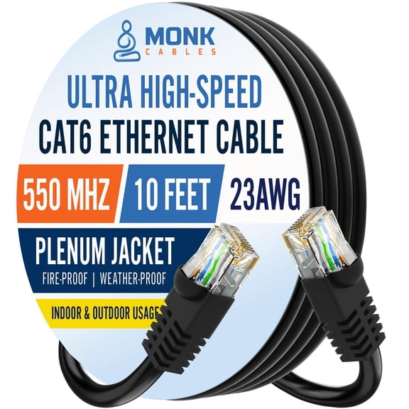 | CAT6 Ethernet Cable | Plenum Rated | UTP 23AWG 550MHz | DSX-8000 Certified | Most Certified Cable of The Whole Market (10ft)