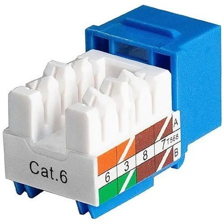 Cat 6 Keystone Jack Vertical 8P8C, RJ45 Blue 2-Pack