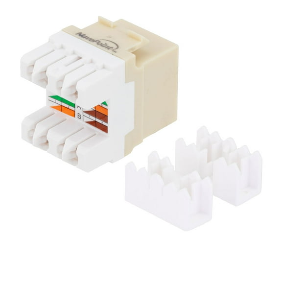 CAT6 Keystone Jack, Snap-In, 180-Degree Termination, Thermoplastic, Ivory, 15-Pack, CE Compliant
