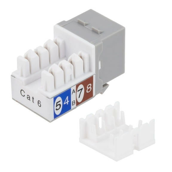 CAT6 Keystone Jack, Snap-In, 90-Degree Termination, Thermoplastic, Gray, 15-Pack, CE Compliant