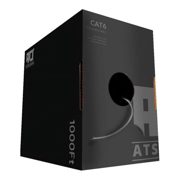 CAT6 Plenum (CMP) Cable 1000FT | Network Analyzer Test Passed | 23AWG 4Pair, Solid 550MHz Network Cable 10Gigabit UTP, Gray