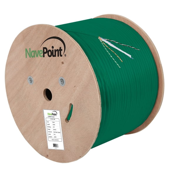 CAT6A Ethernet Cable, UTP, CMR riser rated, Green, 1000 Ft