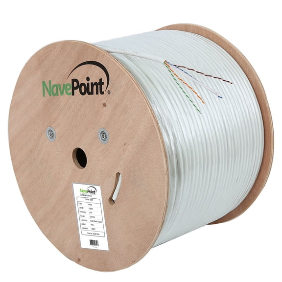 CAT6A Ethernet Cable, UTP, CMR riser rated, White, 1000 Ft