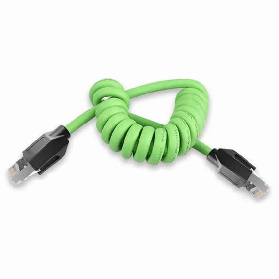 CAT6A Gigabit Shielded Spring Network Cable Shielded 8Pin RJ45 Servo Spiral Ethernet Wire CTA6A Industrial Line 5M