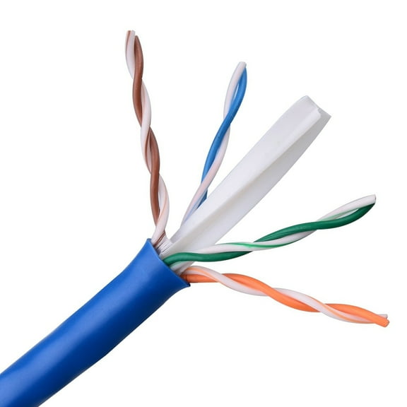 CAT6E 550MHz Cable, 4 Pair, UTP, Riser Rated (CMR), Solid Bare Copper - Blue - 1000ft