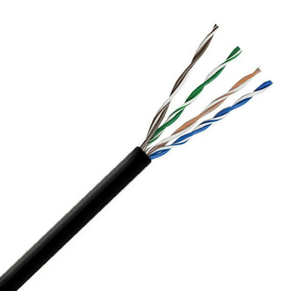 CAT6E 550MHz Cable, No Spline, 4 Pair, UTP, Plenum Rated (CMP), Solid Bare Copper - Black - 1000ft