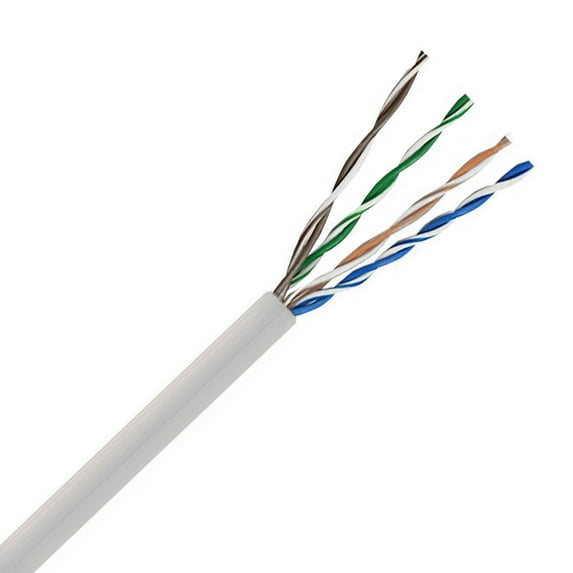 CAT6E 550MHz Cable, No Spline, 4 Pair, UTP, Plenum Rated (CMP), Solid Bare Copper - White - 1000ft