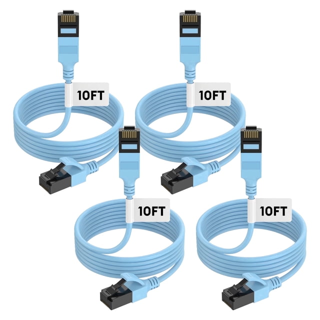 CAT6a Ethernet Cable Slim 10 ft 4-Pack, High Speed 10Gbps 500MHz ...