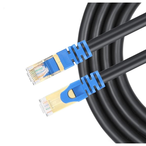 CAT7 Ethernet Cable 30ft Heavy-Duty Outdoor cat7 Network LAN Cable 10Gbps RJ45 Internet Cable 30FT Round Blue
