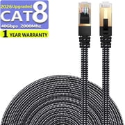 CAT8 Ethernet Cable 3 ft High Speed Nylon LAN Network Patch Cat8 Cable 40Gbps 2000Mhz SFTP High-Speed Internet Cable for Gaming, Xbox, Home,Streaming and Office Use
