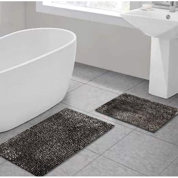 CATALINA HOME Costa Rica Soft Chenille Luxurious 2PC. Set (DK Grey)