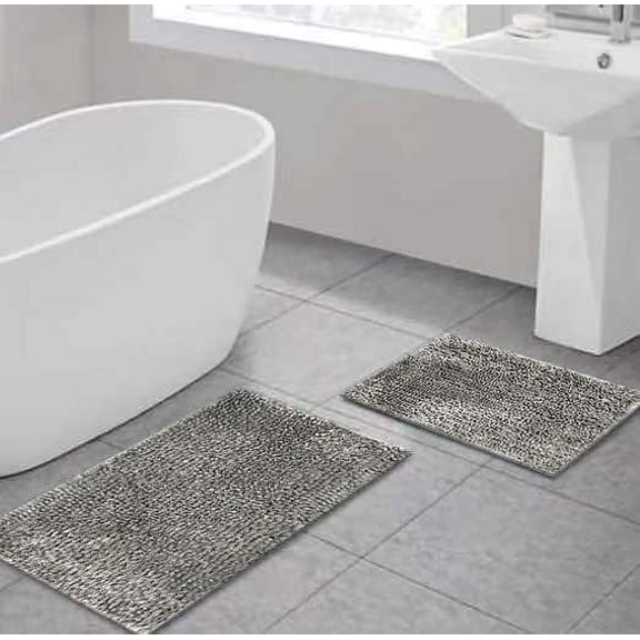 CATALINA HOME Costa Rica Soft Chenille Luxurious 2PC. Set (LT. Grey)