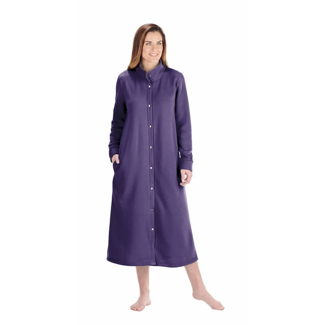 CATALOG CLASSICS Women's Fleece Housecoat Robe, Snap Front Duster ...