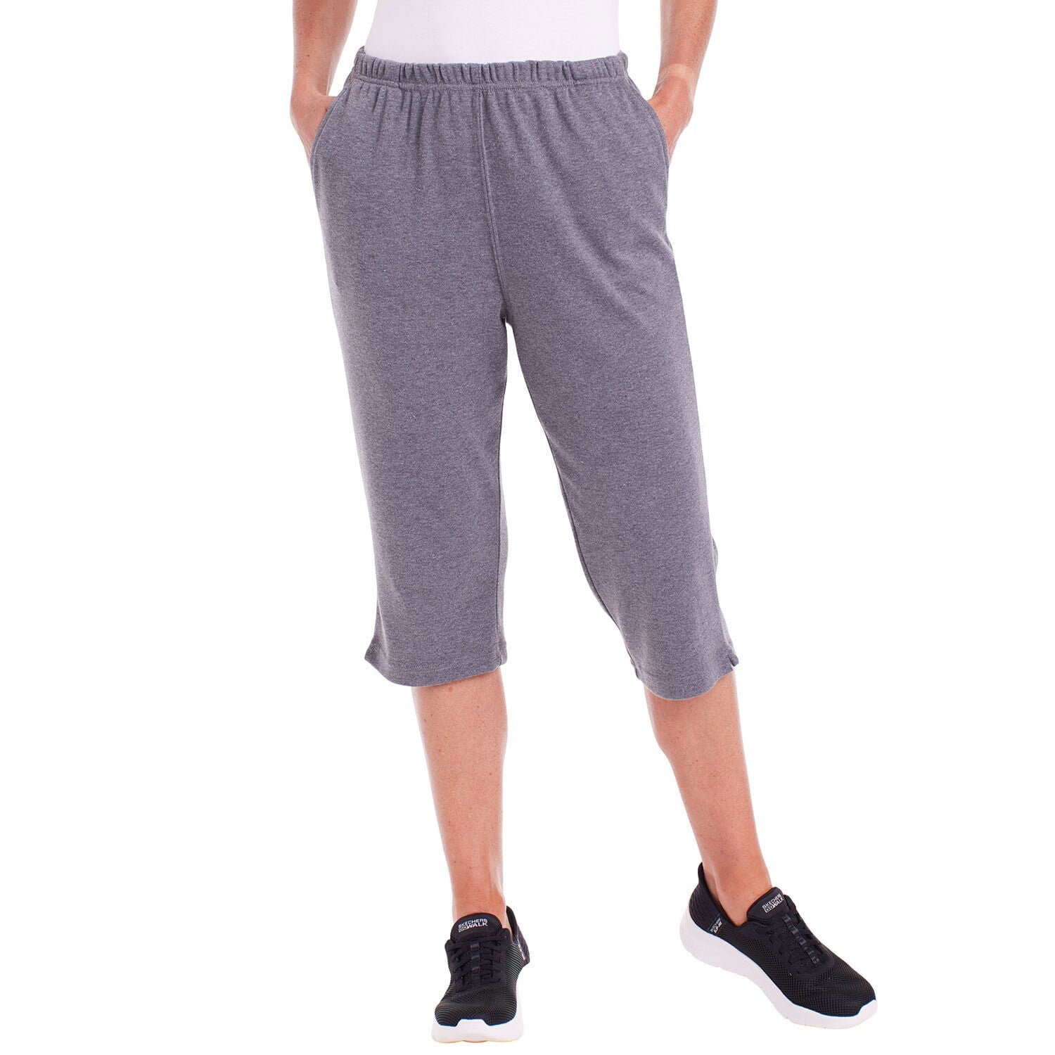 CATALOG CLASSICS Womens Capri Pants with Pockets Elastic Waist Pants
