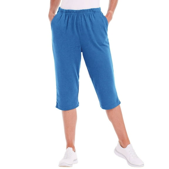 CATALOG CLASSICS Womens Capri Pants with pockets Elastic Waist Pants - Lapis Blue, 1X