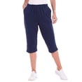 thumbnail image 1 of CATALOG CLASSICS Womens Capri Pants with pockets Elastic Waist Pants - Navy, XL, 1 of 9