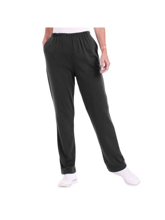 Womens Casual Knit Pull on Pants for Women - Black, Large