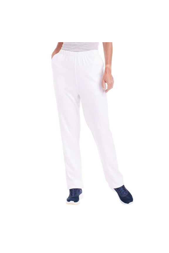 Womens Casual Knit Pull on Pants for Women - White, 3X