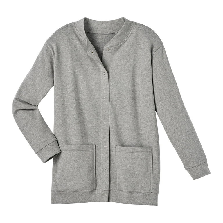 Catalog Classics Womens Fleece Jacket, Snap Front Cardigan