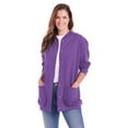 thumbnail image 1 of CATALOG CLASSICS Womens Fleece Jacket Snap Front Cardigan Sweatshirt for Women, 3X, Purple, 1 of 10
