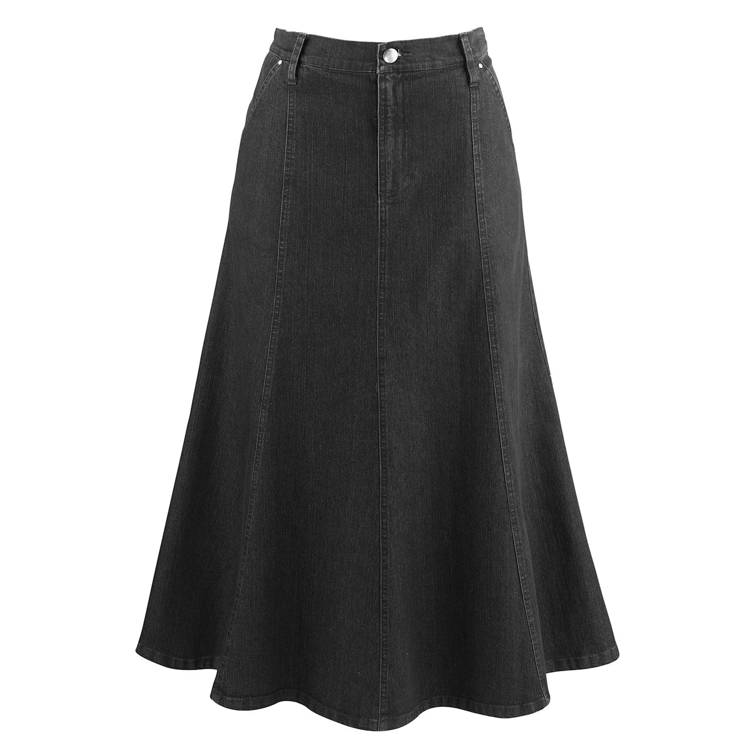 CATALOG CLASSICS Womens Long Denim Skirt Blue Jean Skirts for Women Midi  Skirt - Black, 10