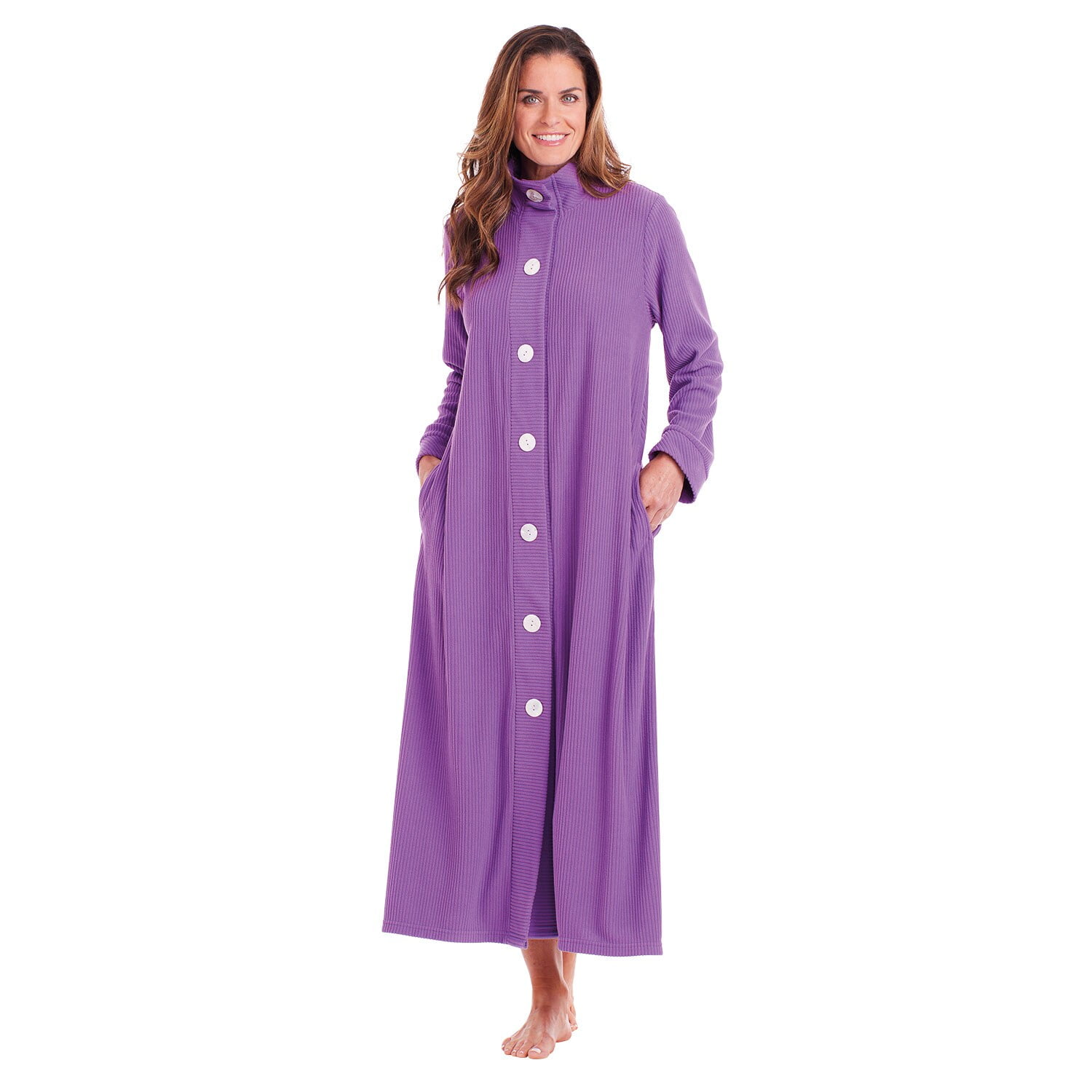 CATALOG CLASSICS Womens Long Robe Nightgown Button Front Housecoat Soft Chenille Concord 3X Walmart