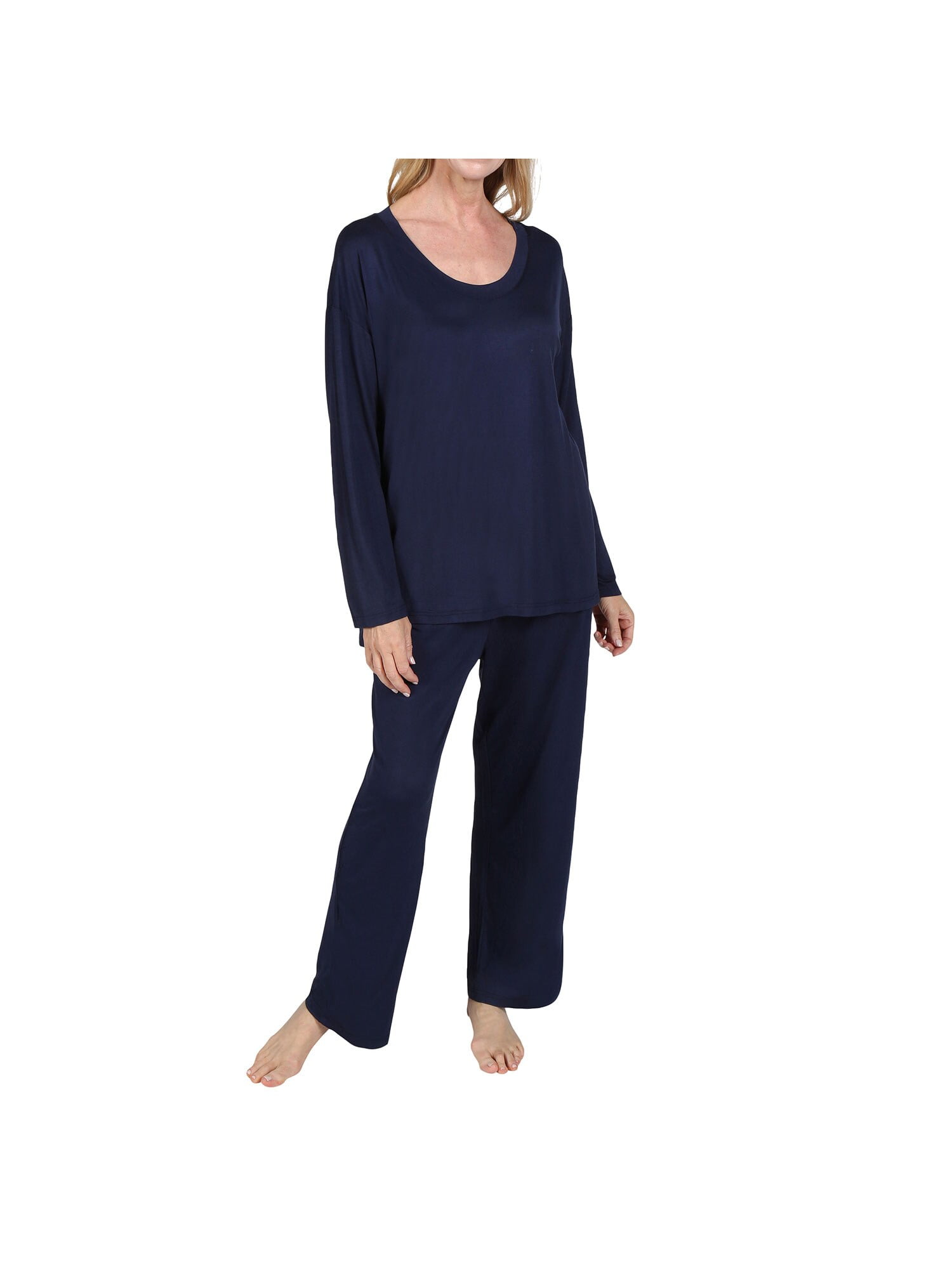 CATALOG CLASSICS Womens Long Sleeve Pajamas Lounge Set for Women Navy Blue 2X Walmart