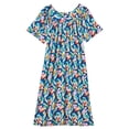 thumbnail image 1 of CATALOG CLASSICS Womens Muumuu House Dress Lounger Short Sleeve with pockets 42" - Blue Large, 1 of 6