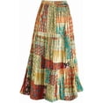 thumbnail image 1 of CATALOG CLASSICS Womens Reversible Boho Maxi Skirt - Patchwork Floral Long Skirt, 36" L - Gold/Green - 1X, 1 of 6