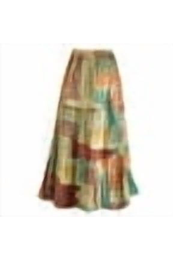 CATALOG CLASSICS Womens Reversible Boho Maxi Skirt - Patchwork Floral Long Skirt, 36" L - Gold/Green - Small