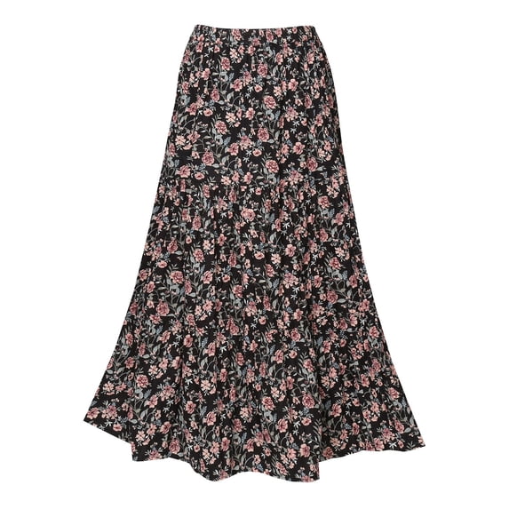 CATALOG CLASSICS Womens Reversible Long Skirt - Broomstick Boho Midi Skirt Black, XL