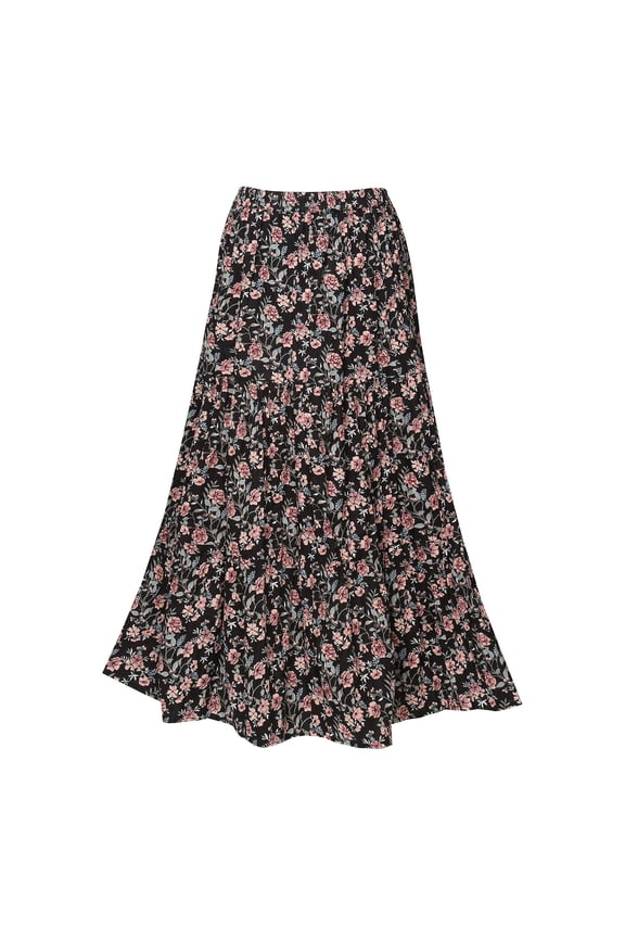 Womens Reversible Long Skirt - Broomstick Boho Midi Skirt Black, XL