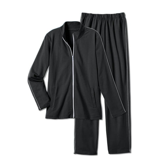CATALOG CLASSICS Womens Sweat Suits 2 Piece Set Jogger Track Suits, Thin Stripe - Large, Black