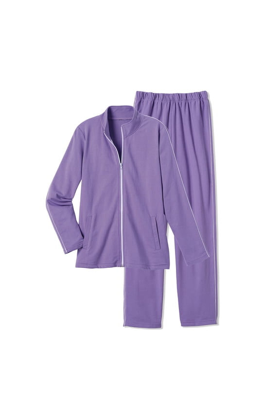Womens Sweat Suits 2 Piece Set Jogger Track Suits, Thin Stripe - Large, Heather Lilac