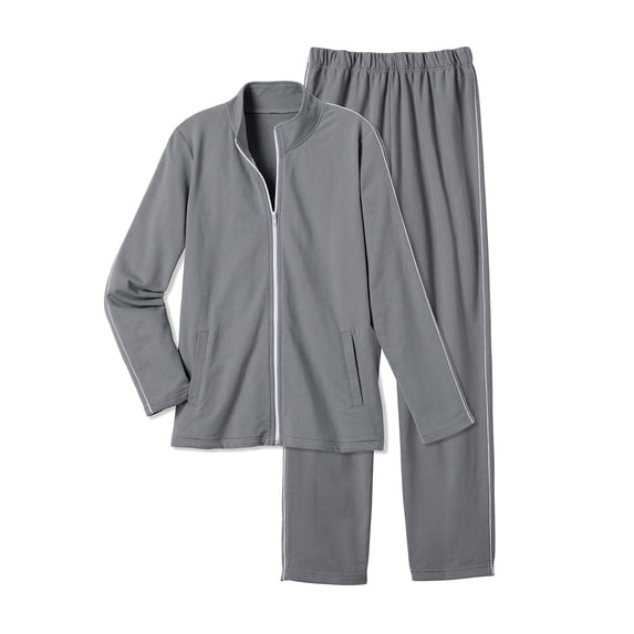 CATALOG CLASSICS Womens Sweat Suits 2 Piece Set Jogger Track Suits, Thin Stripe - Medium, Heather Gray