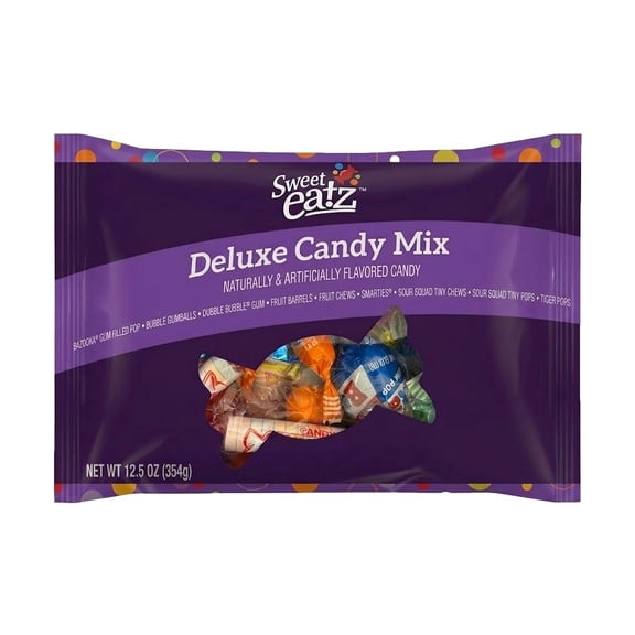 Sweet Eatz Assorted Candy Variety Pack, Lollipops, Smarties, Fruit Chews, Bubble Gum & Tiny Chews  Deluxe Candy Mix, 12.5 oz Bag