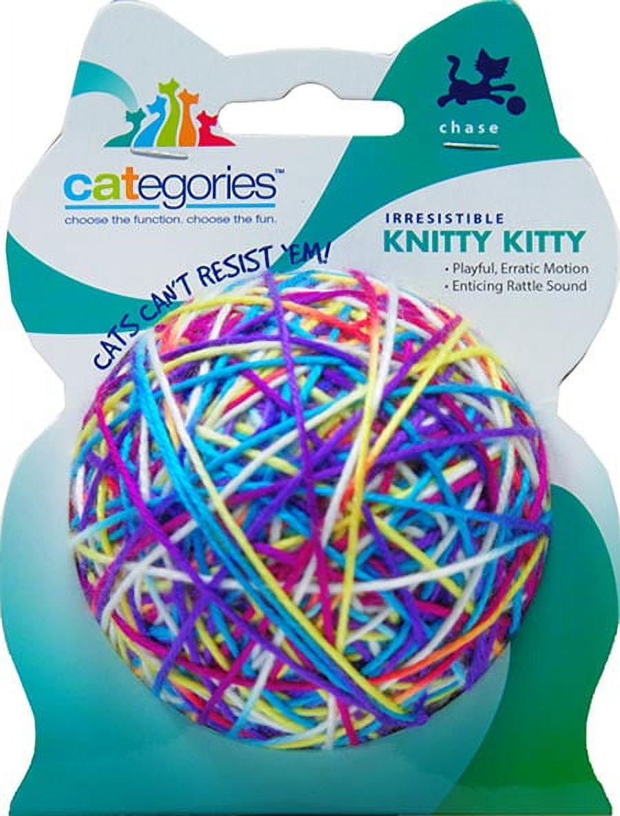 Vibrant Life Interactive Cat Toy Yarn Balls with Bell and Rattling Sound,  Multi-Colored Balls, 2 Pk