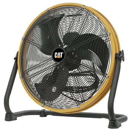 Caterpillar® Fan 20" High-Velocity 4-Speed Shroud Metal Floor Fan, 5200 CFM, Yellow