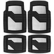 CATERPILLAR Heavy Duty Rubber Floor Mats for Car SUV Truck & Van-All Weather Protection, Front & Rear with Heelpad & Anti-Slip Nibs Backing, Trim-to-Fit