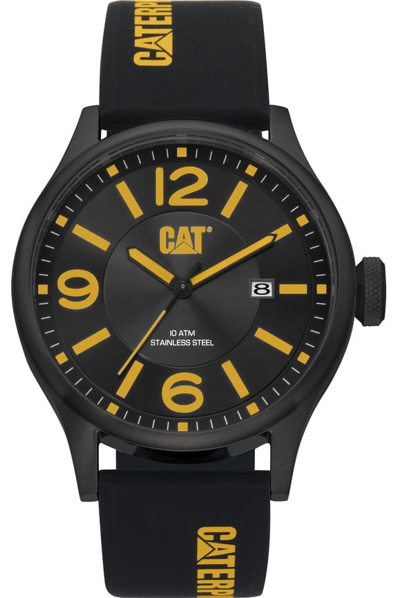 Men's 22 mm Stainless Steel and Silicone Casual Wristwatch, Black
