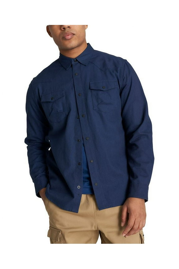 Men's Foundation Western Long Sleeve Button Down Shirt Blue XL