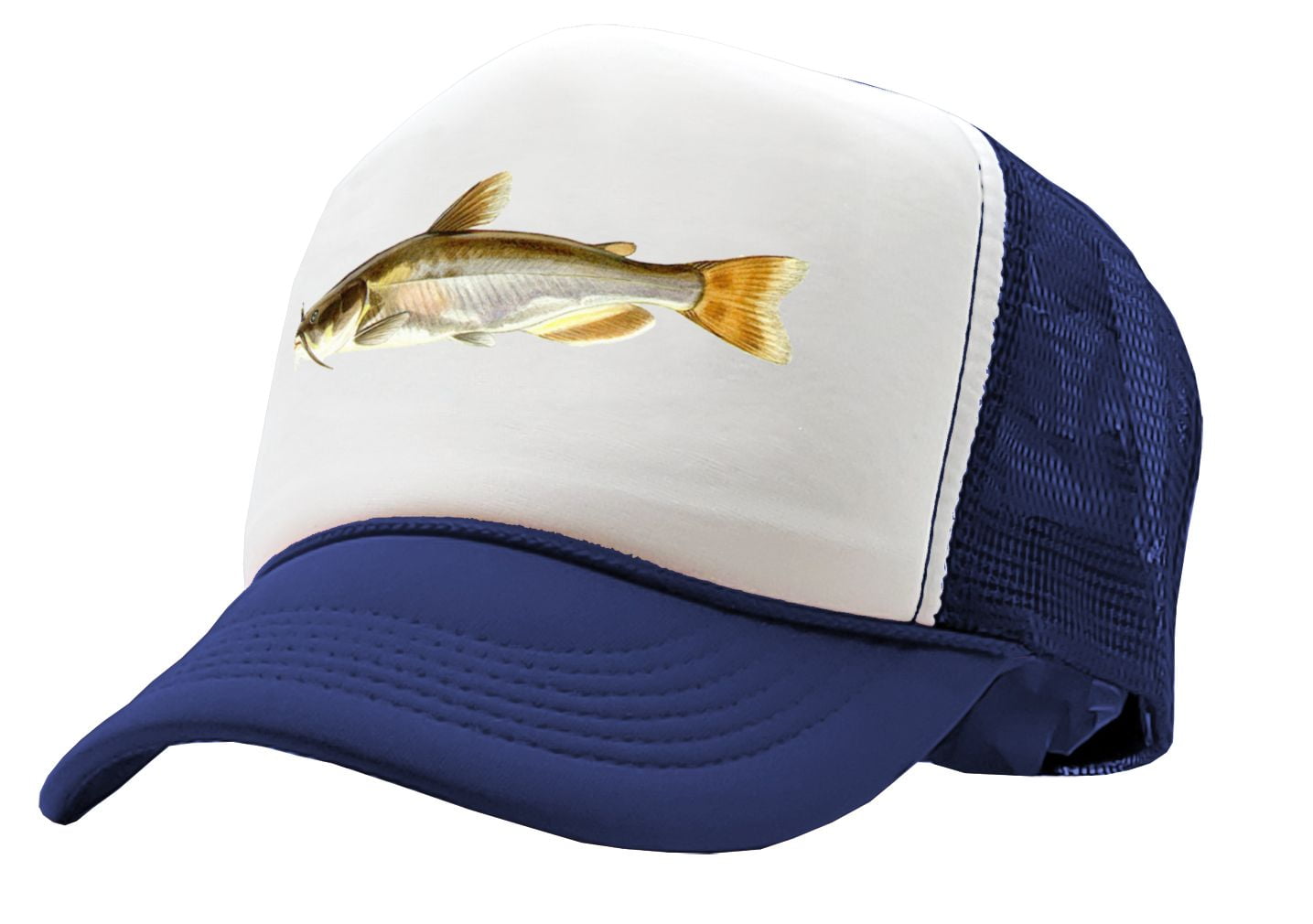 CATFISH - lake fish pond angler fishing - Vintage Retro Style Trucker Cap  Hat (Black) 