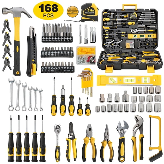 CATGOOD 168 Piece Tool Set, Household Tool Kit, Auto Repair Tool Set General Mechanic Tool Kit and Socket Set with Toolbox Storage Case