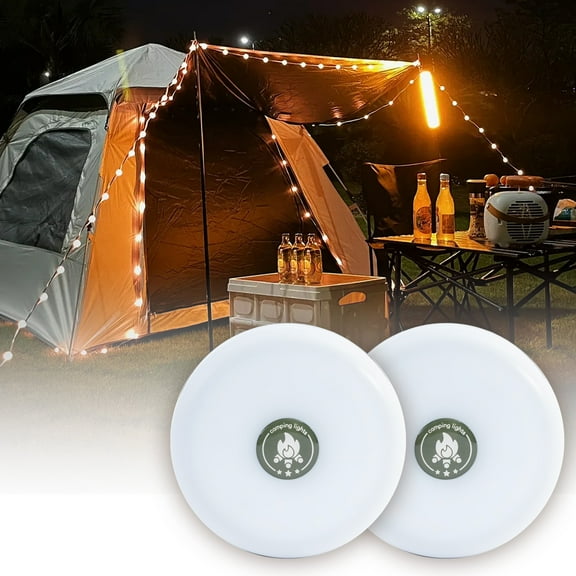 CATGOOD 2 Pack Camping String Lights, 32.8ft Outdoor Camping Lanterns with 5 Lighting Modes, 2-in-1 Outdoor Waterproof Portable Retractable String Lights