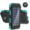 thumbnail image 1 of Baokaler Solar Charger for Cell Phone 20000mAh, Portable Solar Power Bank with Dual 5V USB Ports, 2 Led Light Flashlight, Compass (Blue), 1 of 9