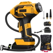 CATGOOD Cordless Tire Inflator, Handheld Air Compressor w/Digital Pressure Gauge, 150 Psi Air Pump for Car, Motorcycle, Bicycle, Balls, Yellow